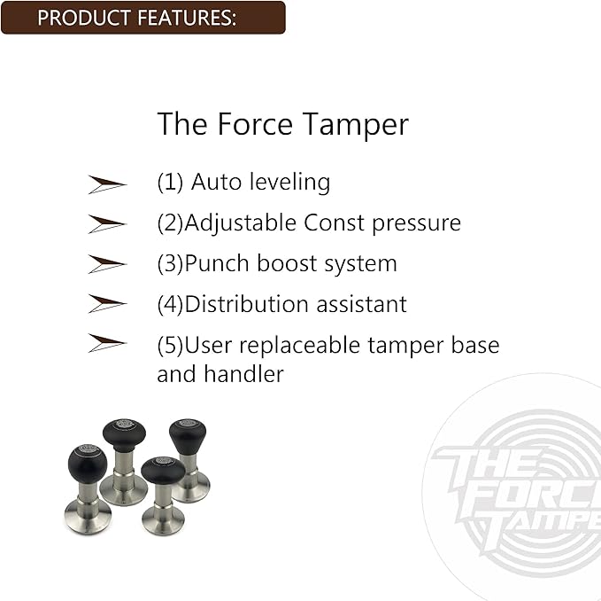The Force Tamper Automatic Impact Coffee Tamper Adjustable Const Pressure and Autoleveling Extend Set New (Jelly, 58.50mm)