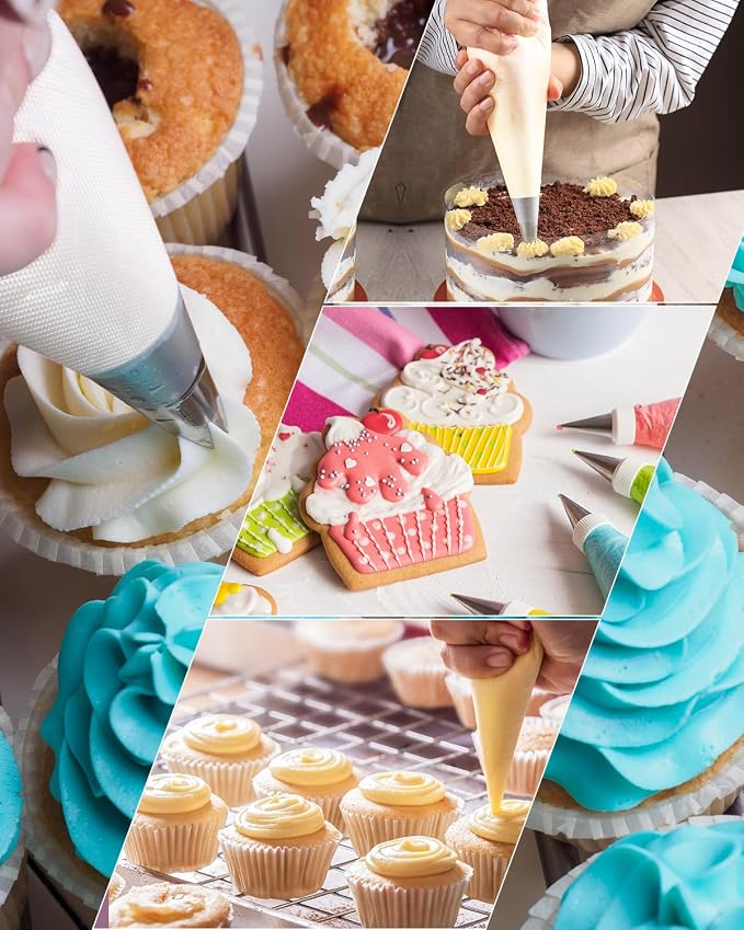 21 Inch Extra Large Piping Bags Disposable, 100 Pieces Icing Bags, Tipless Piping Bags, Thickened Pastry Bags, Non-Slip & Anti-Burst, Frosting Piping Bags for Cakes Cookies Decoration