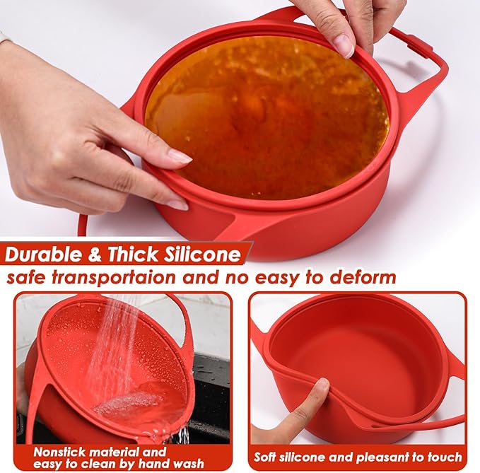 KOLUTI Nonstick Silicone Flan Mold with Lid and Handle, 1.0 QT Flanera Baking Pan Flan Maker Container,7.0 x 7.0 x 2.6 Inches Molde Para Flan Oven Safe, BPA Free