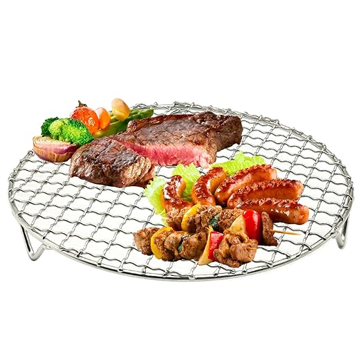 Cooling Rack 12in Round Stainless Steel Steam Rack with Legs Multi Use Oven Safe Grill Air Fryer Canning Baking Roasting for Cooking Kitchen Accessories