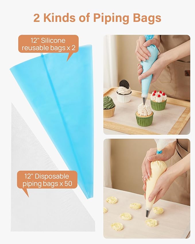 Kootek 140PCs Cake Decorating Kits, Baking Supplies Tools with Cake Stand Turntable, Piping Bags and Tips, Cake Leveler, Frosting Icing Spatulas & More Accessories for Cake Cupcake Decorations