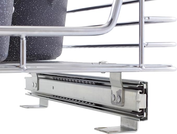 Household Essentials Chrome-Plated Steel Pull-Out Organizer with Artisanal Basket Detailing