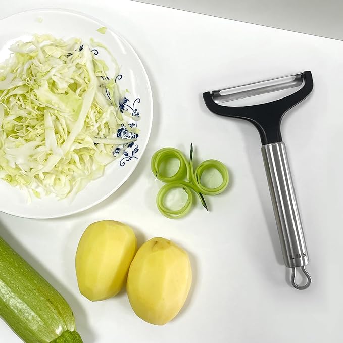LHS Cabbage Peeler for Kitchen, Wide Mouth Vegetable Peeler, Stainless Steel Fruit Shredder Slicer with Non-Slip Handle and Sharp Blade