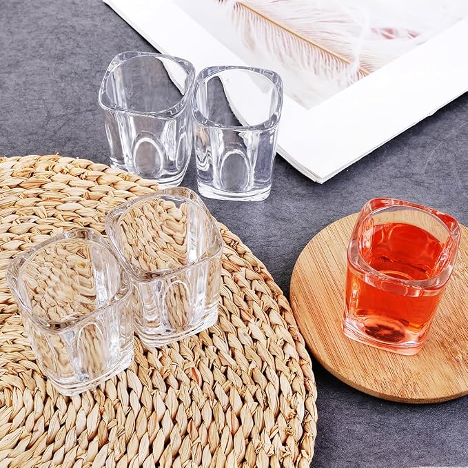 Shot Glasses 2.3 oz, Set of 24 - Cute Square Tequila Glasses, Perfect for Whiskey, Tequila, Liqueurs, Party & Collection, Espressos, Spirits & Liquors (24, Clear square)
