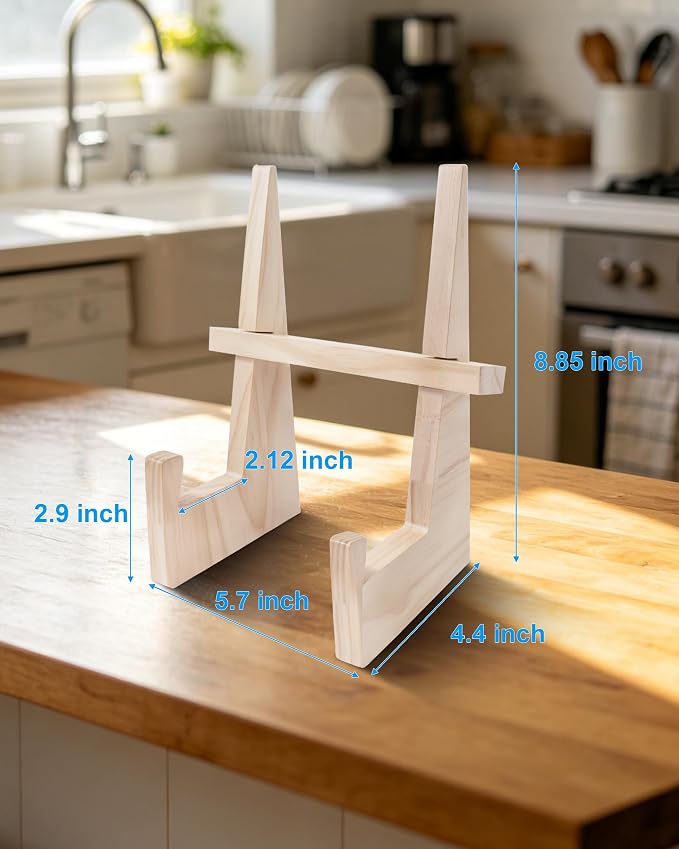 Cookbook Stand for Kitchen, Wooden Cookbook Holder, Rustic Cook Book Holder Stand with Natural Wooden Grains, Recipe Book Holder for Kitchen Counter Gift for Home Chefs Cook Lovers