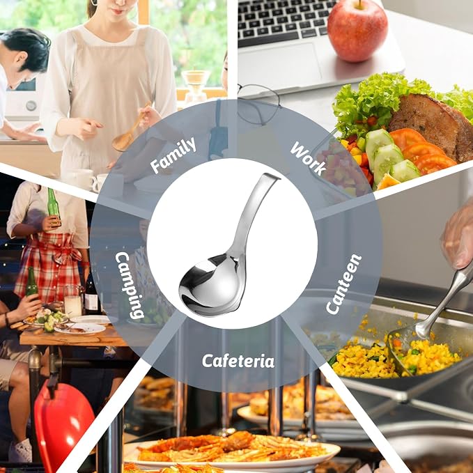 2Pcs Soup Ladle, Soup Spoons Stainless Steel 304 with Pour Spout, Large Ladle Spoon Cooking Utensils Ladles for Serving Metal Ladle Gravy Punch