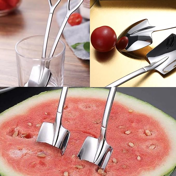 4 Pcs Stainless Steel Shovel Shape Pointed Spoon for Coffee, Tea, Sugar Stirring, Cake Dessert, Cat Dog Food Scooping Wet Food