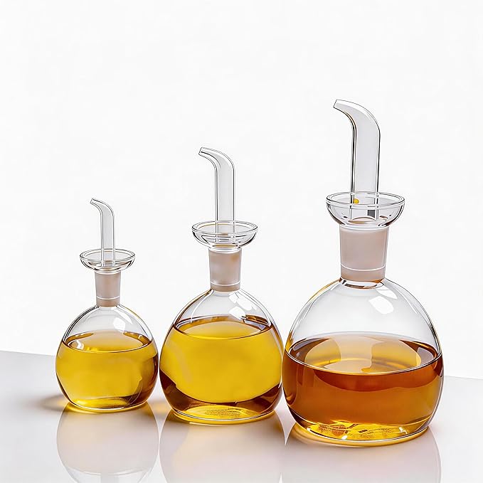ELETON Cylindrical 16 oz Olive Oil Dispenser Bottle Glass with No Drip Spout -Olive Oil & Vinegar Dispenser Glass Cruet Decanter- Glassware Seal Handicraft Easy Clean Drip Free Bottles for Kitchen