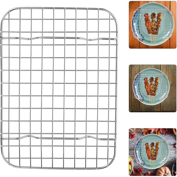 Toyvian Stainless Steel Cooling Rack for Baking and Bbq with Thick Grid Construction, Efficient Cooling and Heavy Weight Support, for Toaster Oven and Dishwasher Safe