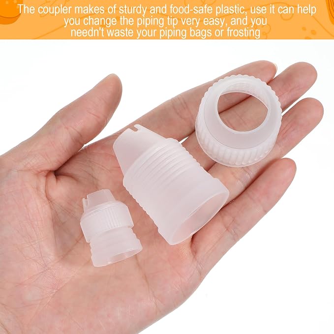 Ouligay 6 PCS Couplers for Piping Bags 2 Sizes Plastic Piping Bags Couplers Clear Cake Decorating Piping Coupler for Icing Nozzles