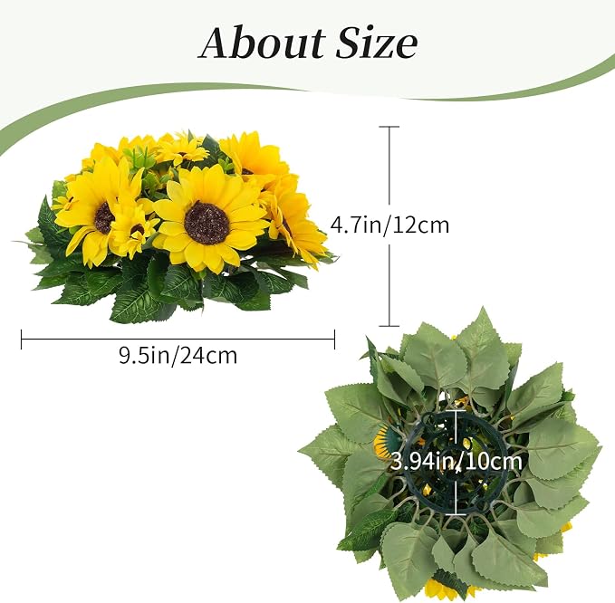 BLOSMON Sunflowers Artificial Flowers Ball - 10 Pcs Fake Yellow Sunflower Flowers CenterPieces Decoration for Wedding Table - Silk Kissing Floral Arrangements for Home Party Event DIY Decor | Wedding Table Decoration Artificial Floral Arrangements - Fa...