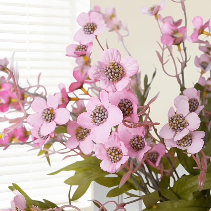 florisso Artificial Wild Flowers Indoor, 12 Pcs Long Stems Fake Flowers Pink Silk Faux Flowers for Vase Filler Table Centerpiece Floral Arrangement Home Decor, Pink