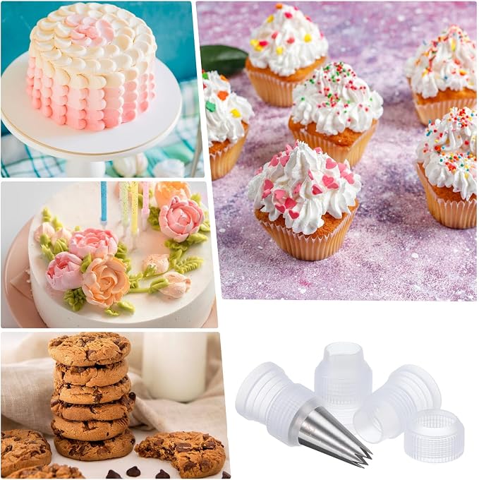 20Pcs Piping Bag Couplers, Transparent Plastic Pipe Tip Coupler for Icing Nozzles, Reusable Small Piping-Tip Holder Cake Decorating Supplies