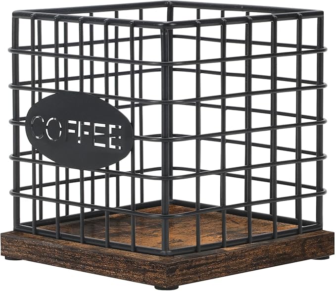 YINMIT K Cup Holder Organizer, Sturdy Coffee Pod Holder Organizer, 35 Kcup Large Capacity Storage Basket for Kitchen Counter and Office Desktop (Square Grid)