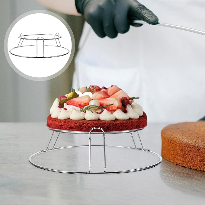 YARNOW Cake Cooling Rack 6/8 Inch Non-stick round Wire Baking Cooling Stand Stainless Steel Kitchen Baking Accessories and Dessert Drying
