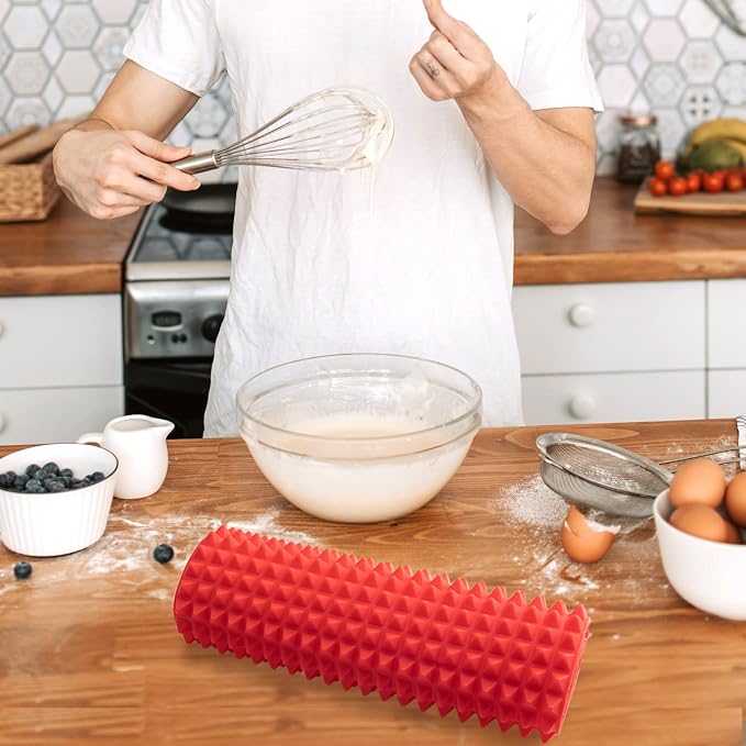 Silicone Baking Mat Red Pyramid Non Stick Bacon Microwave Tray Pastry Mats Red BBQ Grill Mat Baking Supplies oven Liners For Bottom Of Oven - 16 X 11''Silicone Mats For Kitchen Counter 2 Pack