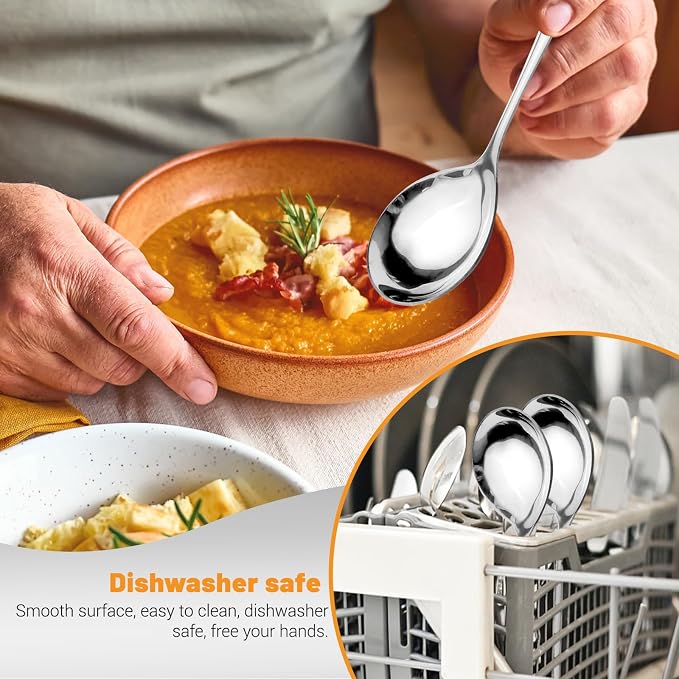 2Pcs Small Ladle Gravy Ladle, 304 Stainless Steel Mini Soup Ladles for Serving, Metal Spoon for Sauce Salad Dressing, Silver