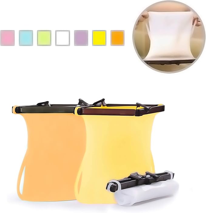 Reusable Silicone Stand-Up Food Storage Bags (Set of 3) Microwave Freezer Dishwasher Safe Bags (Orange + Yellow + White, 33 Oz)