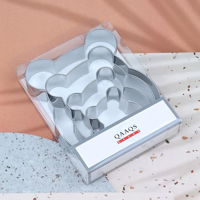 Bear Cookie Cutter Set Large Small Mini - 5", 4", 3", 2" - 4 Piece - Stainless Steel