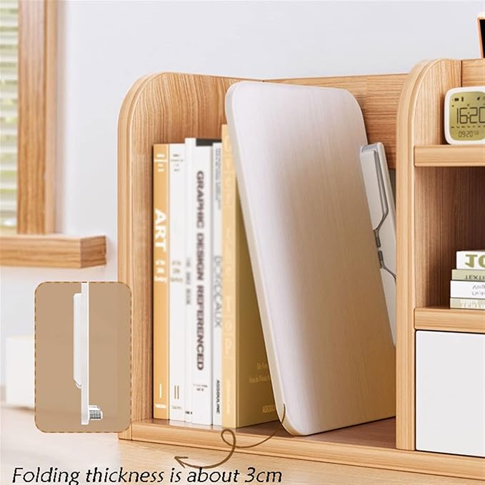 Book Stand Book Holder Tray Desktop Reading Bracket Simple Book Holder Multi-Functional Wooden Bookstand Bookshelf Cookbook Stand for Kitchen (Size : S)