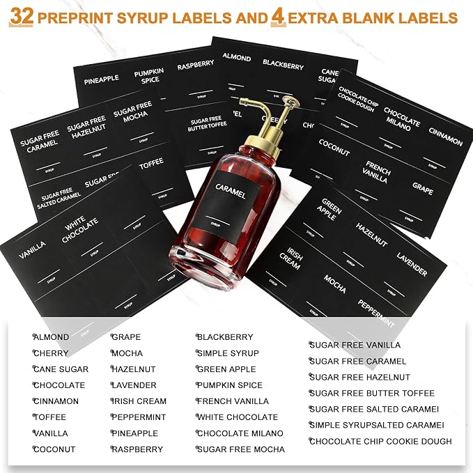 Coffee Syrup Dispenser,Syrup Dispenser for Coffee Bar,Syrup Bottles with Pump,16.9 Fl Oz Glass Honey Bottle for Coffee Bar,3 Pack,Gold