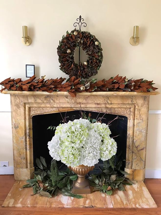 ZYTUYO 5 Pcs White & Light Green Silk Hydrangeas Artificial Flower Boho Dried Touch 20'' Faux Hydrangeas for Indoor Home Decor Kitchen Living Room Outdoor Porch Wedding Flower Arrangement
