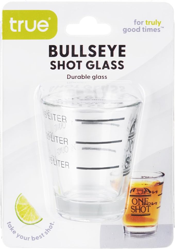 True Bullseye Measuring Shot Glasses, Cocktail Accessories, Reusable Measuring shot Glass, Set of 1, 1.5 oz.