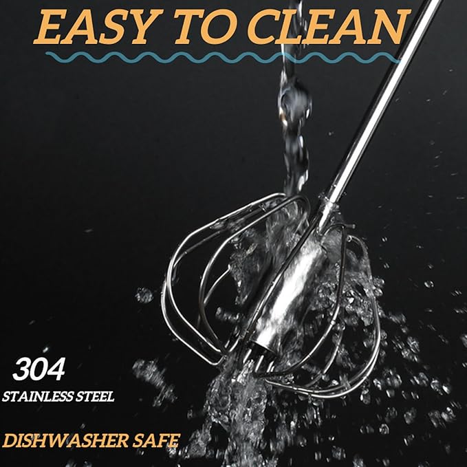12 Inch Stainless Steel Egg Whisk - Hand Push Rotary Whisk Blender - Versatile Milk Frother, Hand Push Mixer Stirrer for Beating & Stirring, Whisking, Blending