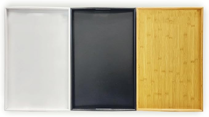 Bam & Boo White Bamboo Serving Tray Extra Large with Handles for Food, Drinks, Storage, Decor, Vanity, Breakfast, Parties, Weddings, Picnics(23.6” x 15” x 2.35”, White)