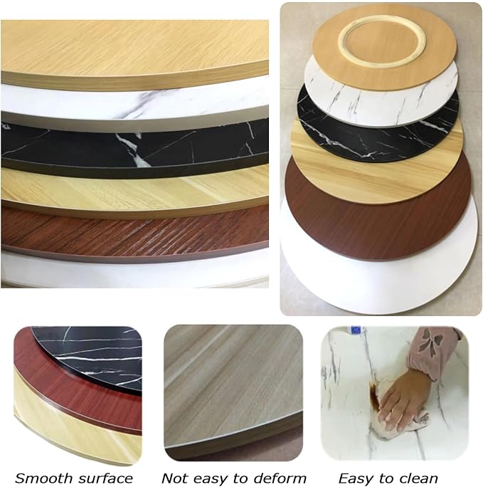 Dining Table Turntable Round Wooden Lazy Susan Serving Tray Large Ø50cm~100cm, 360° Rotating Tabletop Service Plate, Easy to Share Food, for Hotel Banquet Kitchen Swivel Plate(Black,Ø70cm)