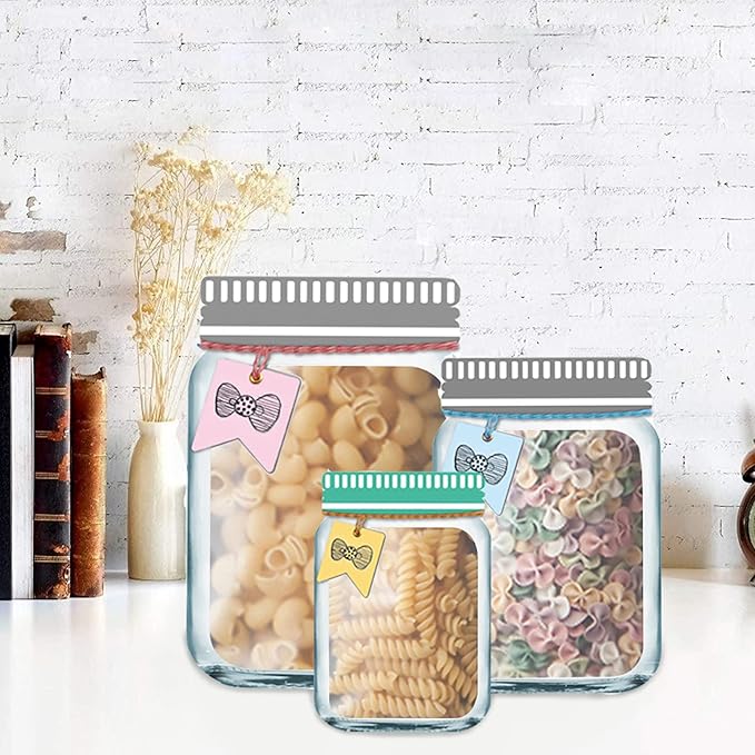 30Pcs Mason Jar Zipper Bags Reusable Food Storage Bags for Snack Nuts Cookies Portable Leakproof Food Saver Bag for Kitchen Travel Camping Picnic Organizer (10S 10M 10L)