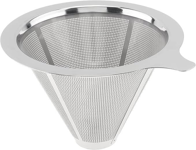 TQEONKL Pour Over Coffee Dripper,Paperless Reusable Coffee Filter,Metal Cone Reusable Single Cup Coffee Maker (2-4 cups)