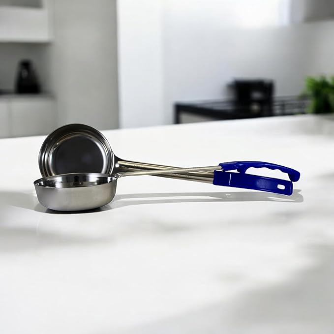 8 oz Solid Stainless Steel Portion Control Ladle Spoon | Commercial-Grade Spoodle for Portioning & Serving - Soups, Sauces & Buffet Service. Color-Coded by Size. Dishwasher Safe.