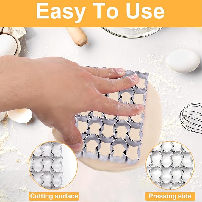 AIERSA 2Pcs Gold Fish Cracker Cutter,25 Cavity Fish Cookie Cutter,Mini Gold Fish Shapes Molds for Cookie,Non-stick Dough, Stainless Steels Cookie Cutters Mold for Baking