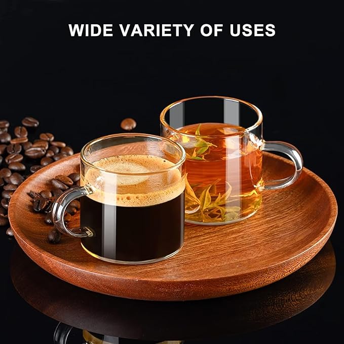 PARACITY Espresso Cups Set of 2, High Borosilicate Espresso Shot Glass, Clear Small Expresso Shots Cup, Espresso Accessories (4.3 OZ)