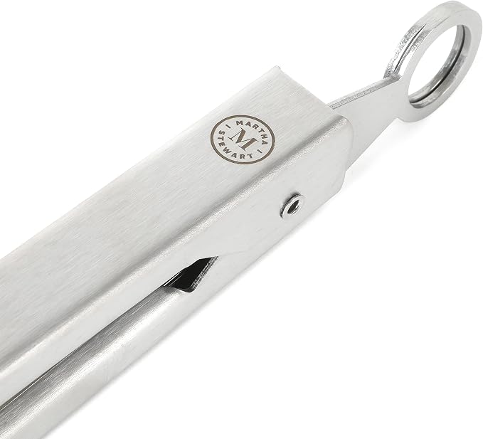 Martha Stewart Richburn 9-Inch Stainless Steel Kitchen Tongs – Durable and Heat-Resistant Cooking and Serving Tool