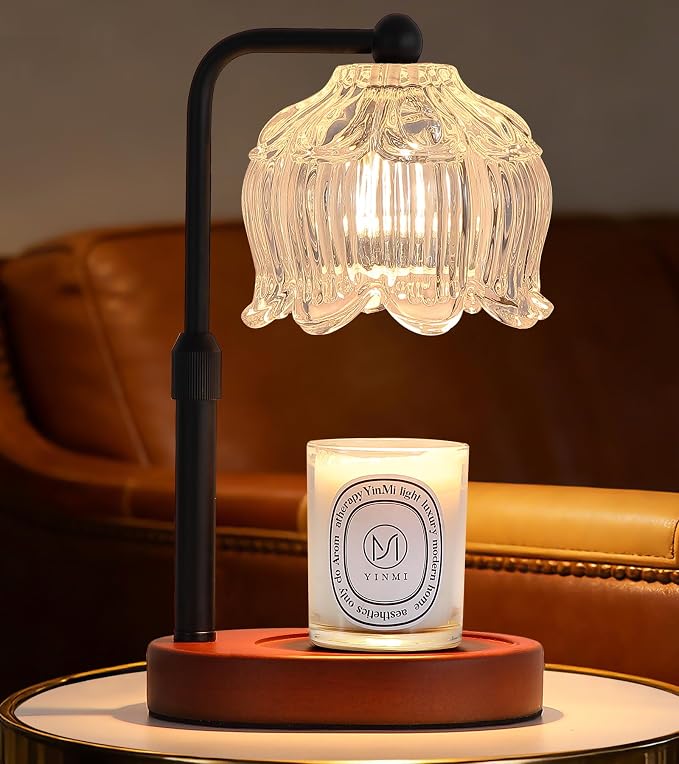 Candle Warmer Lamp for Flower-Shaped Glass,Wax Melt Warmer for Jar Candles, Black Candle Warmer Lamp with Timer Dimmable, Birthday Mother's Day Valentines Gifts for Women Mom Sister Wife Bedroom