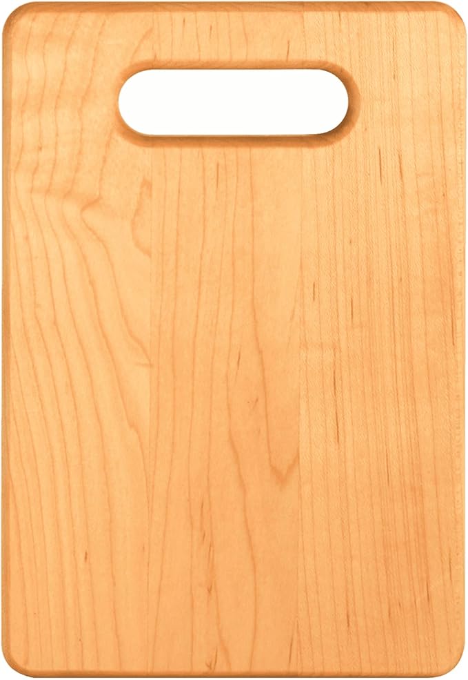 Handcrafted Maple Wood Cutting Board with Built-In Handle – Premium U.S.A. Made, Multiple Sizes – Thick Solid Maple, Chopping Block Perfect for Kitchen Prep or Personalized Engraved Gifts (Small)