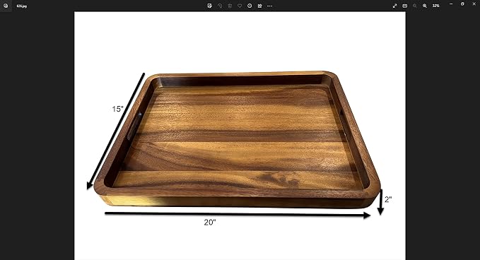 Kalmar Home Large Rectangular Serving Tray - Solid Bottom