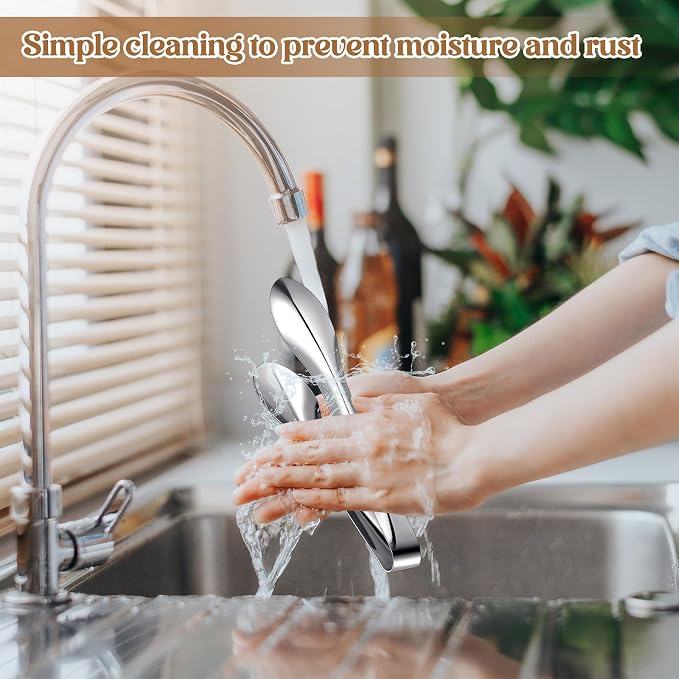 4 Pack 6 Inch Polished Stainless Steel Serving Tongs Metal Food Silver Tong for Buffet Salad BBQ Grilling Heavy Duty Kitchen Utensils for Cooking Catering Wedding Party