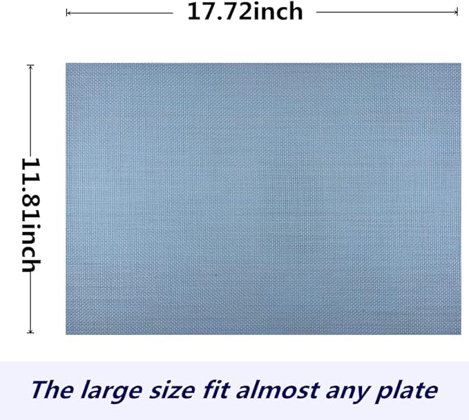WAZAIGUR Placemats,Easy to Clean Crisscross Woven Vinyl Place Mats Durable Non-Slip Heat Resistant Table Mats,Placemats for Kitchen Table (Nattier Blue, 4)