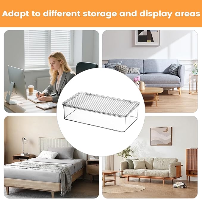 Transparent Storage Box, Stackable Design, Small, Medium, Dustproof Desktop Organizer, Clear Organizer Bins, Easy Wipe Clean, For Bathroom, Kitchen, Home, Dorm