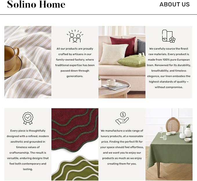 Solino Home 100% Pure Linen Dark Green Table Runner 36 Inches - 14 x 36 Inch for Coffee Tables and Dresser - Sonoma Collection