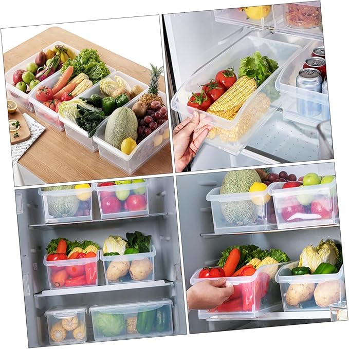 CHILDWEET 2pcs Clear Refrigerator Organizer Bins Drawer Style Plastic Storage Container for Kitchen and Pantry Organization and Convenient Design for Easy Access