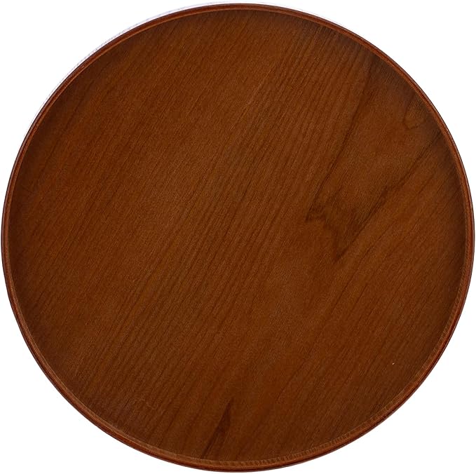 Round Trays Home Decor, 11.8" Large Round Wood Tray for Ottoman, Large Tray for Ottoman Coffee Table Candle Holder, Wooden Serving Decorative Trays for Home Kitchen Office Organizer