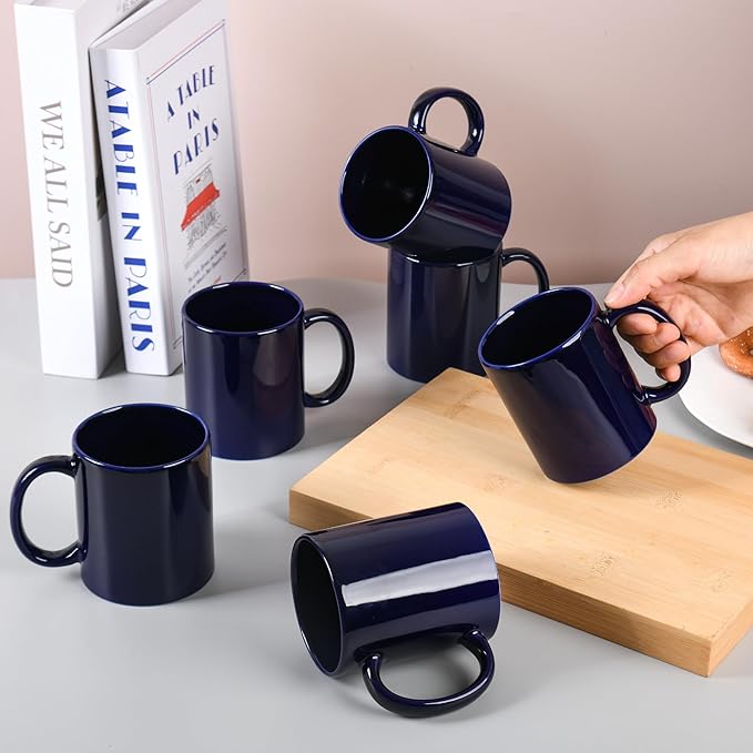 BYCNZB 12oz coffee mug set of 6 Coffee Mugs for Coffee, Tea, Cocoa, Milk(cobalto)