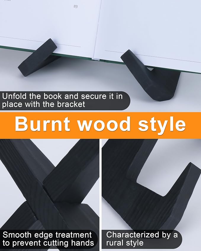 Cookbook Stand for Kitchen, Wooden Cookbook Holder, Rustic Cook Book Holder Stand with Natural Wooden Grains, Recipe Book Holder for Kitchen Counter Gift for Home Chefs Cook Lovers