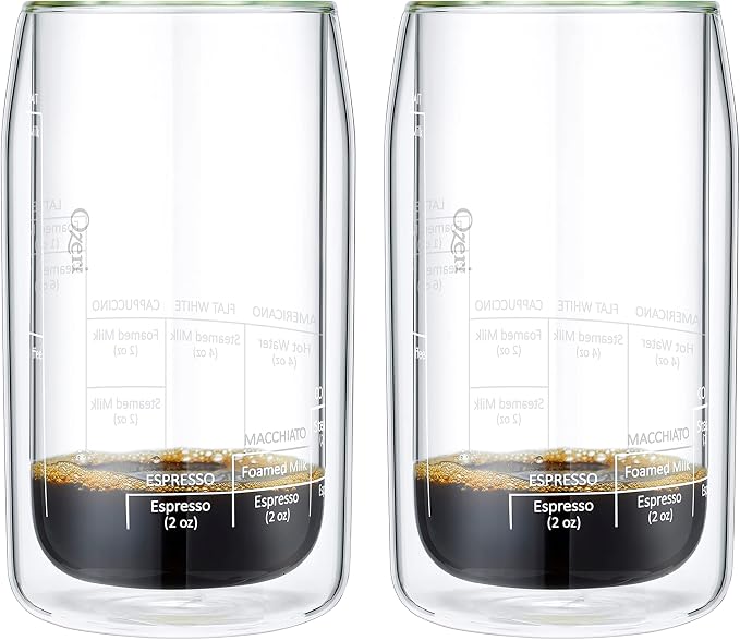 Ozeri Moderna Artisan Series Double Wall Barista Coffee Glass, 15 oz, Clear