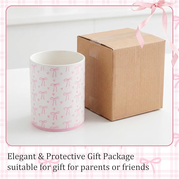 LemonRoad Pink Bow Ceramic Utensil Holder Coquette Kitchen Decor Cooking Utensil Crock Countertop Storage Organizer Spoon Container Holder Jar for Kitchen Party Gifts for Women 6.3 Inch