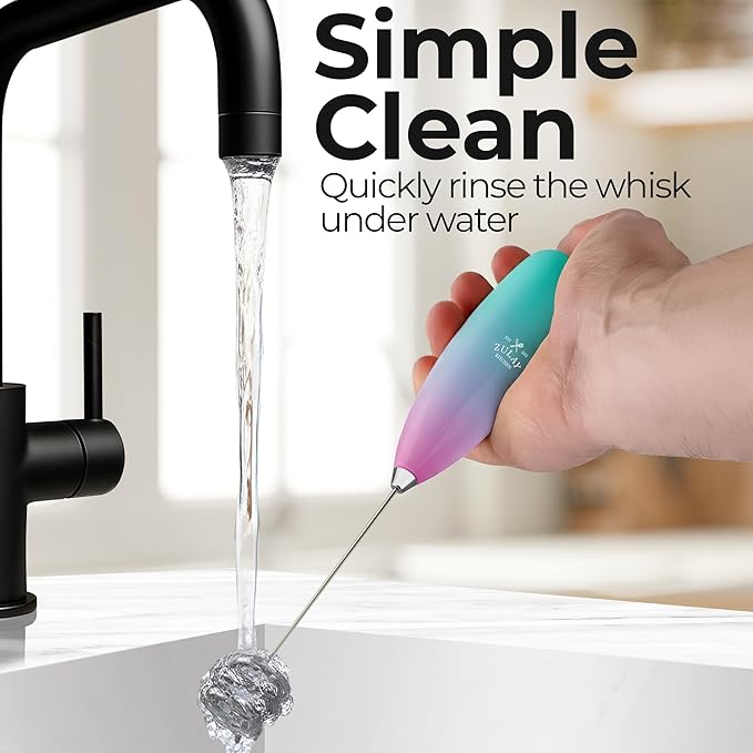 Zulay Kitchen Powerful Milk Frother Wand With Duracell Batteries - Ultra Fast Handheld Drink Mixer - Electric Whisk Foam Maker for Coffee, Lattes, Cappuccino & Matcha - Triple Whisk - Pink Rose